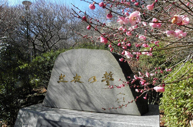 「平安の庭」には、通信教育生の誓いが綴られた「光友の誓」の碑があります。