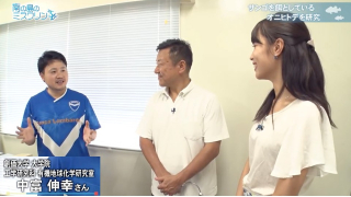 インタビューに答える大学院生。南の島のミスワリン　第81回放送『沖縄サンゴプロジェクト』 RBC琉球放送、2018年7月28日に放送された。 